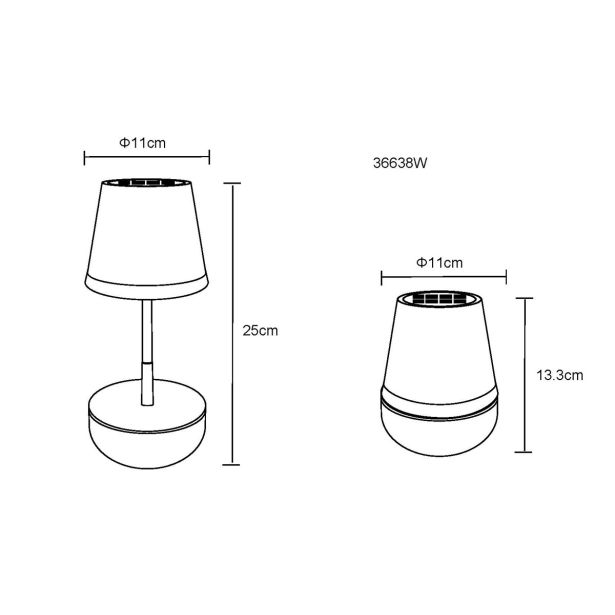 SOLARNA VRTNA SVETILKA GLOBO BELA NAMIZNA LED 0.06W IP44 3000K 110X250 MM