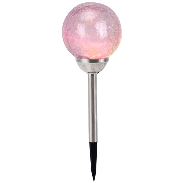 SOLARNA VRTNA SVETILKA GLOBO BUNKA INOX RAZPOK. STEKLO 0.06W 3.2V, BARVITA