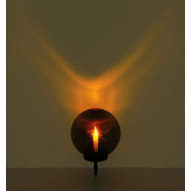 SOLARNA VRTNA SVETILKA GLOBO KROGLA, Z IMITACIJO SVEČE LED 0.06W IP44 25X38.5 CM