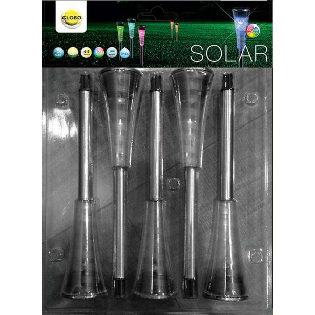 SOLARNA VRTNA SVETILKA GLOBO PALICA INOX BARVNA 5X 0.06 W 3.2 V, BARVITA