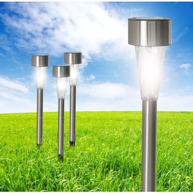 SOLARNA VRTNA SVETILKA GLOBO PALICA INOX SIVA 0.06W 3.2V, BELA 35CM
