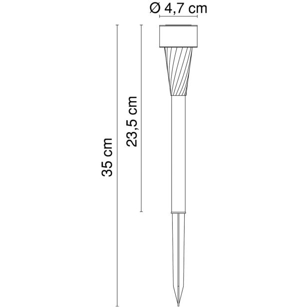 SOLARNA VRTNA SVETILKA GLOBO PALICA INOX SIVA 0.06W 3.2V, BELA 35CM