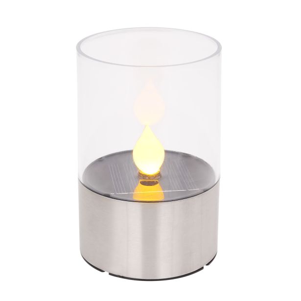 SOLARNA VRTNA SVETILKA GLOBO SVEČKA INOX SIVA 0.06 W 3.2 V, 1800K