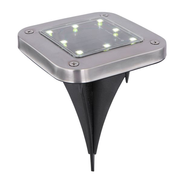 SOLARNA VRTNA SVETILKA GLOBO TALNA KVADRATNA LED ČRNA 0.1W 3V, BELA INOX 4X