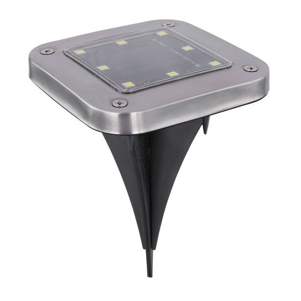 SOLARNA VRTNA SVETILKA GLOBO TALNA KVADRATNA LED ČRNA 0.1W 3V, BELA INOX 4X