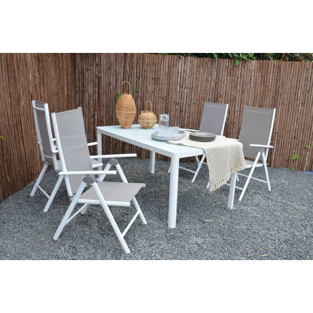 KOVINSKA MIZA LESLI SOLEIL 150X90 CM BELA