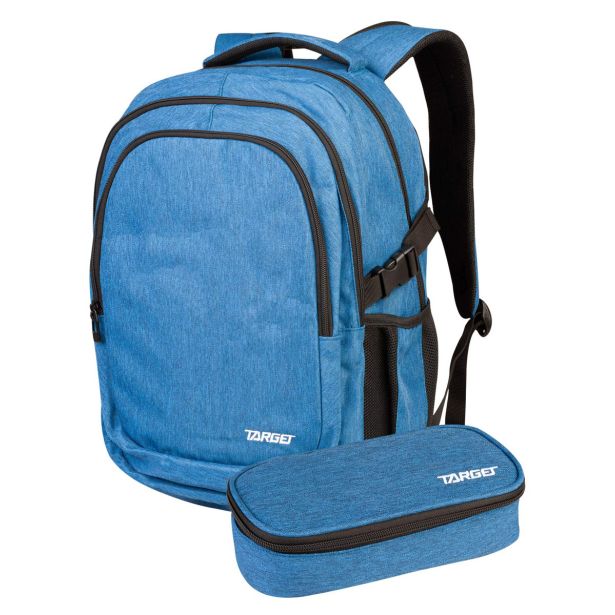 ŠOLSKI NAHRBTNIK TARGET S PERESNICO SET URB-X MELANGE BLUE 28716