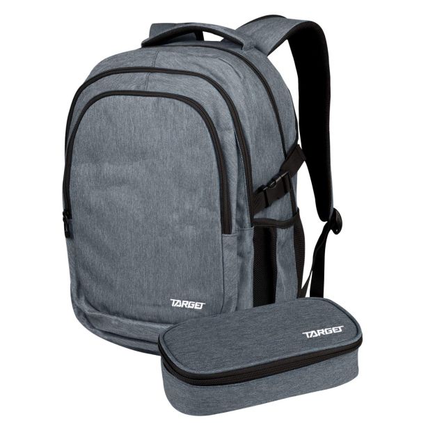 ŠOLSKI NAHRBTNIK TARGET S PERESNICO SET URB-X MELANGE GREY 28717