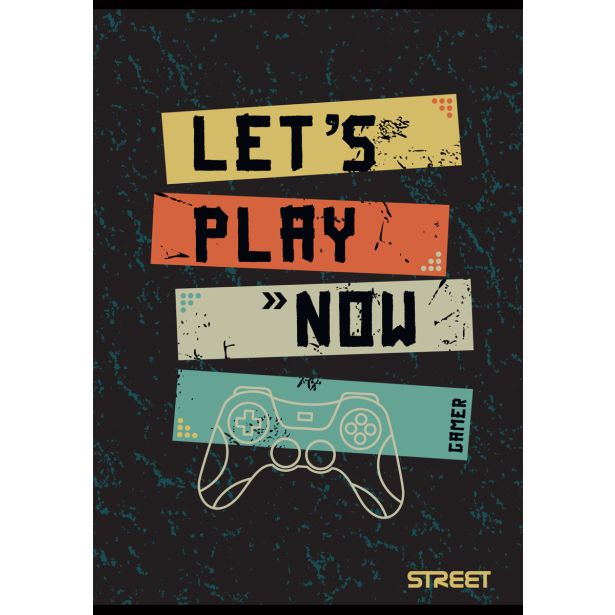 ŠOLSKI ZVEZEK STREET GAMING A4 ČRTAN Z ROBOM, 54 LISTOV, SORT