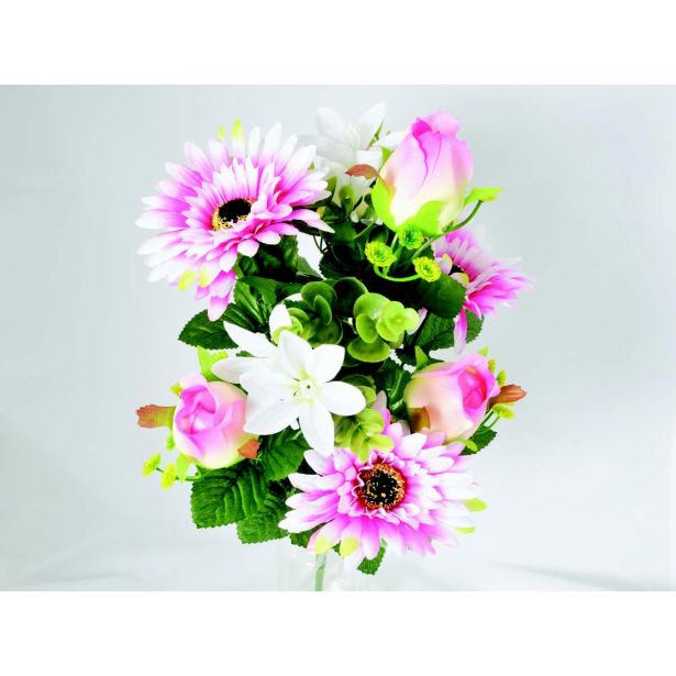 UMETNO CVETJE ŠOPEK VRTNICA,GERBERA X10 ROZA