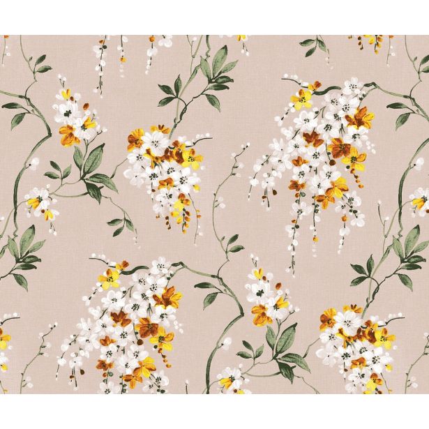 PRT NA ROLI NESE ŠOPKI CVETJA RUMENO, BELO ŠIRINA 140 CM