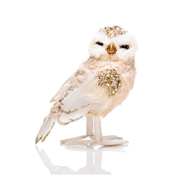 PRAZNIČNA FIGURA GLOSSTYLE SOVA 18 CM S KRISTALČKI