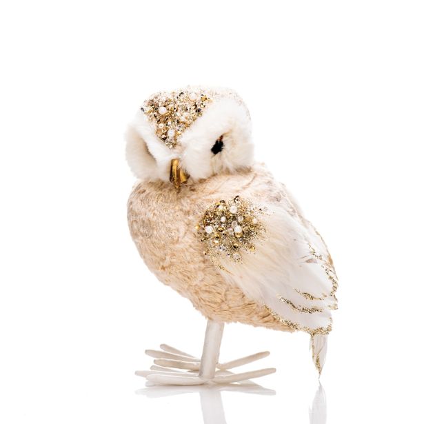 PRAZNIČNA FIGURA GLOSSTYLE SOVA 23 CM S KRISTALČKI