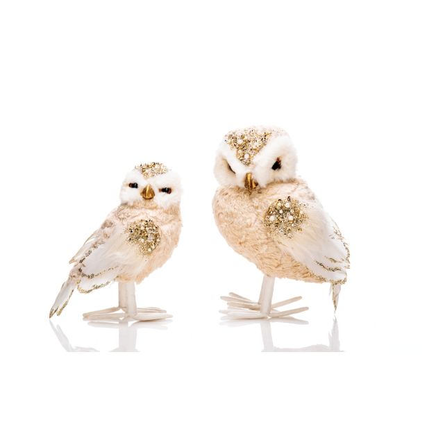 PRAZNIČNA FIGURA GLOSSTYLE SOVA 23 CM S KRISTALČKI