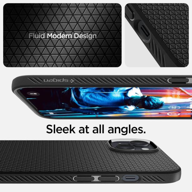 SPIGEN LIQUID AIR SILIKONSKI OVITEK ZA IPHONE 15 PLUS 6.7 ČRN