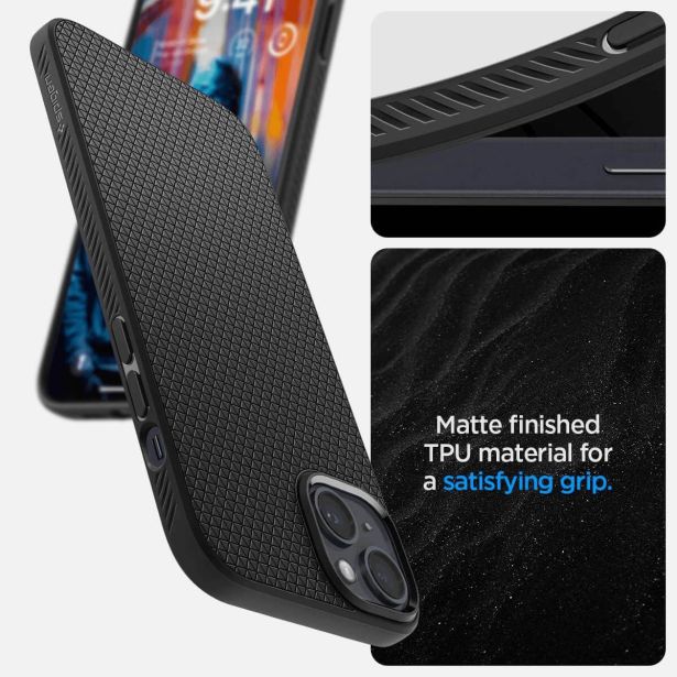 SPIGEN LIQUID AIR SILIKONSKI OVITEK ZA IPHONE 15 PLUS 6.7 ČRN