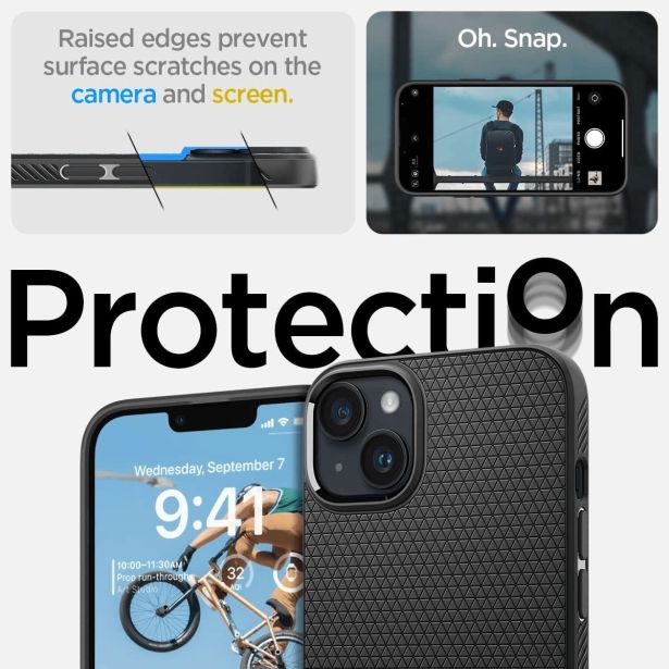 SPIGEN LIQUID AIR SILIKONSKI OVITEK ZA IPHONE 15 PLUS 6.7 ČRN
