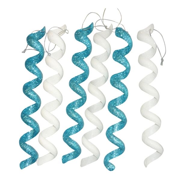 OKRASEK ZA JELKO GLOSSTYLE SPIRALASTI MODRI 18 CM DOLŽINE SORTIRANO 6 KOSOV