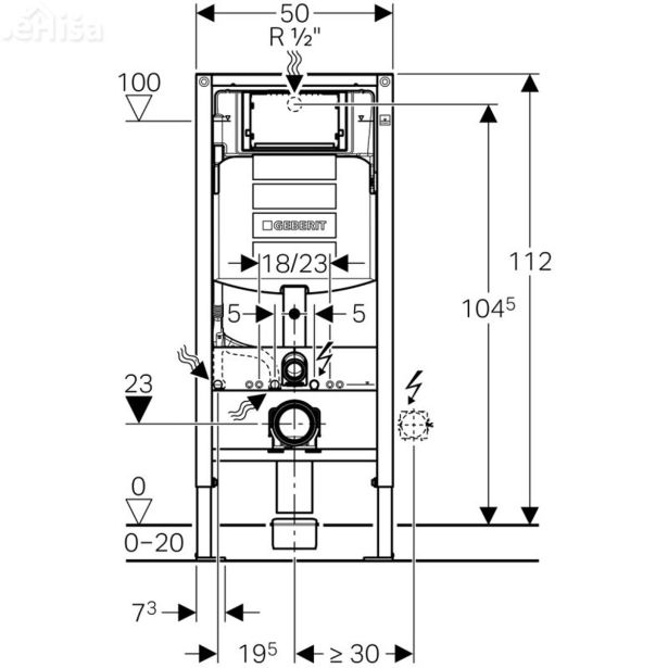 SPLAKOVALNIK, PODOMETNI GEBERIT DF SIGMA (UP320) VIS WC H=112 CM