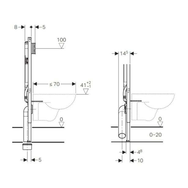 SPLAKOVALNIK, PODOMETNI GEBERIT DUOFIX SIGMA 8 CM H=114 CM