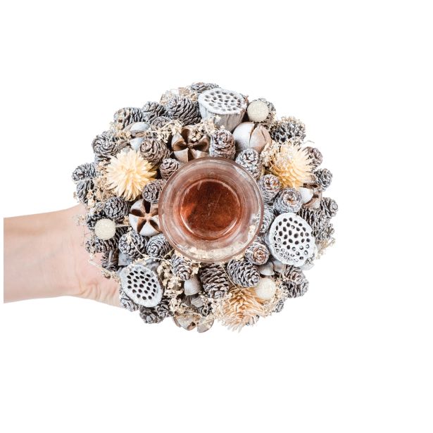 NAMIZNA DEKORACIJA GLOSSTYLE SREBRNA DEKORACIJA S STE KLENIM KOZARČKOM FI 18CM