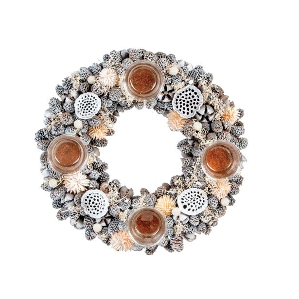 VENČEK GLOSSTYLE SREBRNI ADVENTNI S S 4 KOZARČKI 44X13X8 CM