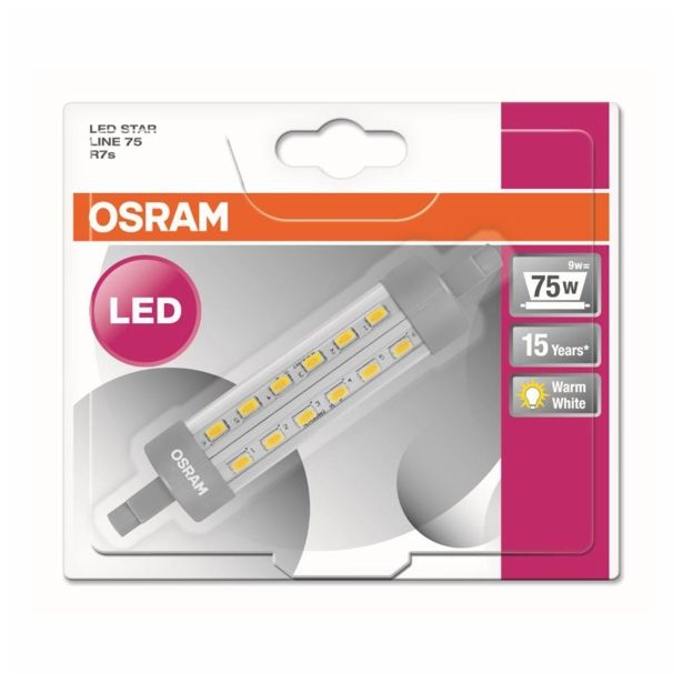 PALIČASTA LED ŽARNICA OSRAM ST LINE75 9W/827 R7S CL 220-240V BL/1