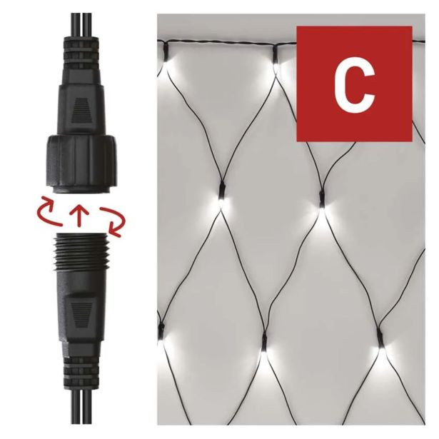 STANDARD LED POVEZOVALNA  BOŽIČNA VERIGA ' MREŽA, 1,5X2 M, ZUN., HLADNA BELA