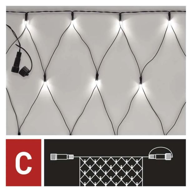 STANDARD LED POVEZOVALNA  BOŽIČNA VERIGA ' MREŽA, 1,5X2 M, ZUN., HLADNA BELA