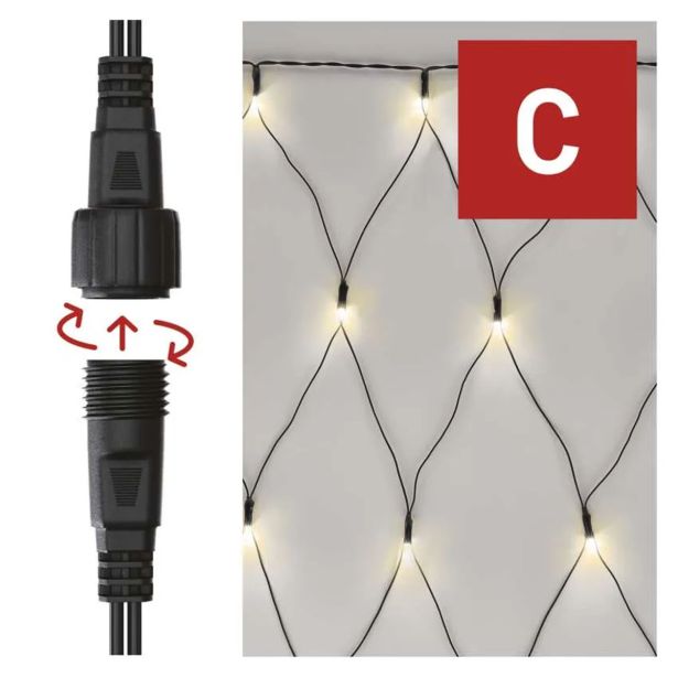 STANDARD LED POVEZOVALNA BOŽIČNA VERIGA ' MREŽA, 1,5X2 M, ZUN., TOPLA BELA