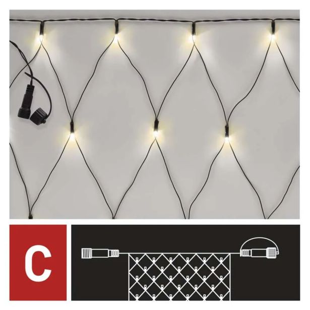 STANDARD LED POVEZOVALNA BOŽIČNA VERIGA ' MREŽA, 1,5X2 M, ZUN., TOPLA BELA