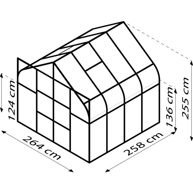 STEKLEN RASTLINJAK VITAVIA DIANA 6700 ESG 3MM ČRNA 2.6X2.6M