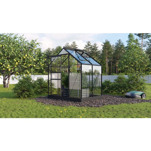 STEKLEN RASTLINJAK VITAVIA PLANET 2500 ESG 3MM, 1,95X1,31M ČRNA - RASTLINJAK+ OKVIR ZA TEMELJ