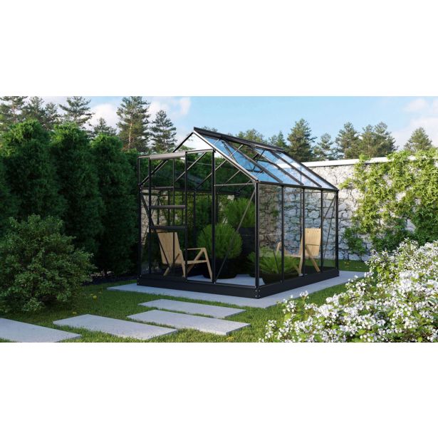 STEKLEN RASTLINJAK VITAVIA PLANET 5000 ESG 3MM, 1,95X2,57M ČRNA - RASTLINJAK+ OKVIR ZA TEMELJ