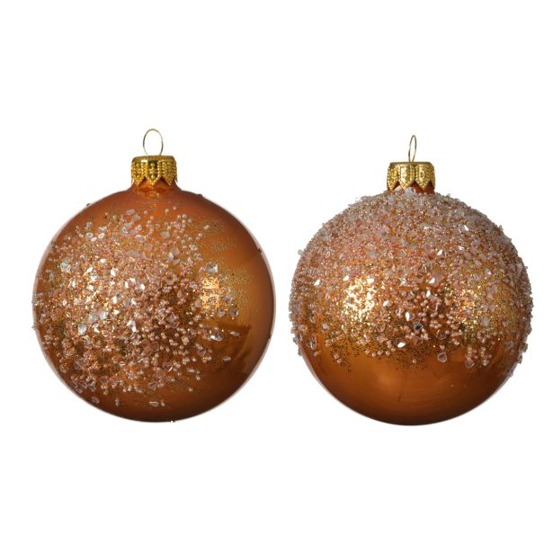 STEKLENA BUNKA BAKRENA Z DEKORJEM FI 80 MM