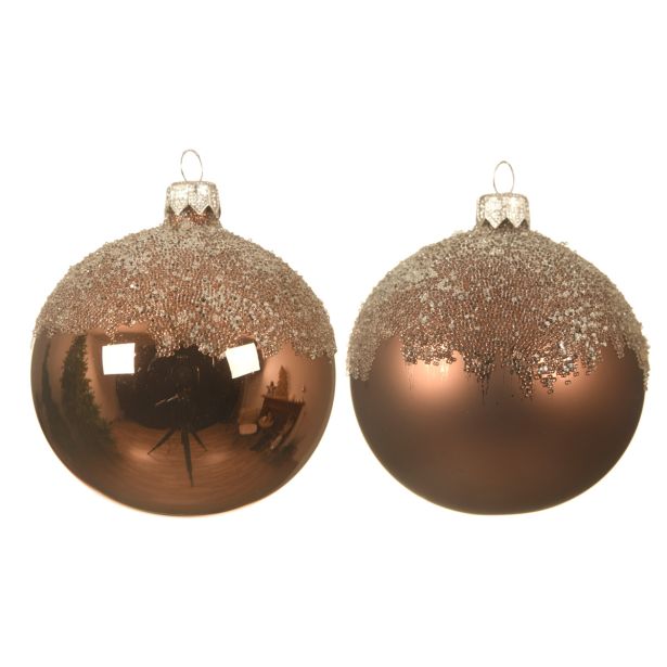 STEKLENA BUNKA DECORIS BARVA OREHA S POSIPOM SIJOČA/MAT FI 8 CM SORT