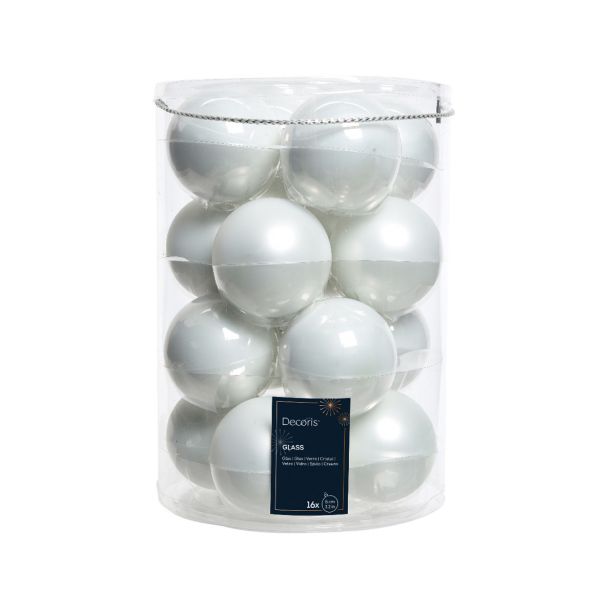 STEKLENA BUNKA DECORIS BELA FI 8 CM 16/1 SIJOČA/,MAT SORTIRANO