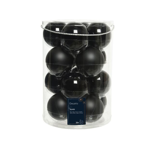 STEKLENA BUNKA DECORIS ČRNA FI 8 CM 16/1 SIJOČA/,MAT SORTIRANO