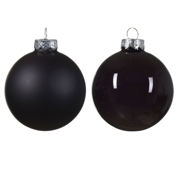 STEKLENA BUNKA DECORIS ČRNA FI 8 CM SIJOČA/ MAT 6/1 SORTIRANO