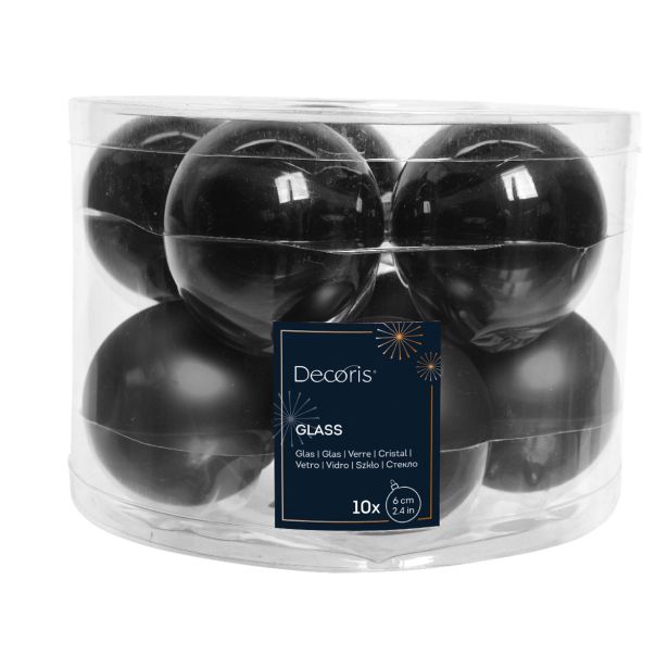 STEKLENA BUNKA DECORIS ČRNE BARVE 10/1 FI 6 CM