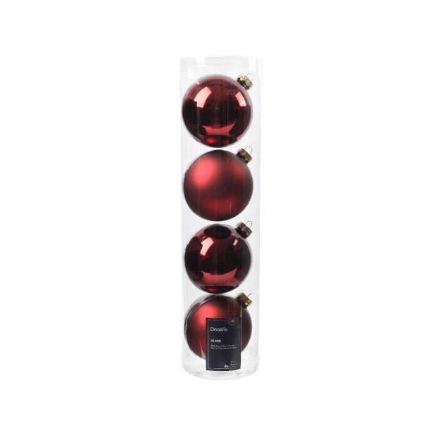 STEKLENA BUNKA DECORIS FI 10 CM TEMNO RDEČA 4/1
