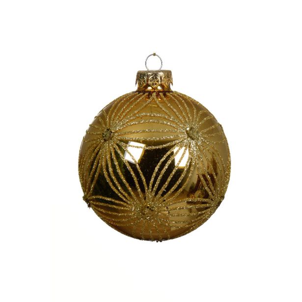 STEKLENA BUNKA DECORIS FI 10 CM, ZLATA VZOREC, SORTIRANO