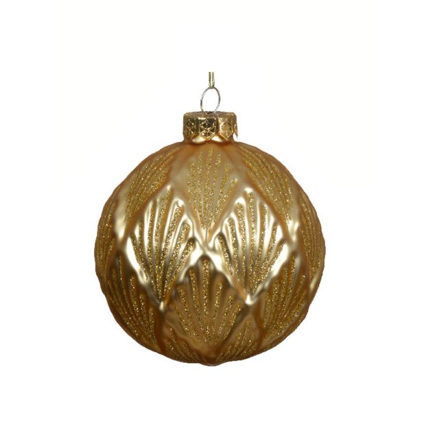 STEKLENA BUNKA DECORIS FI 10 CM, ZLATA VZOREC, SORTIRANO