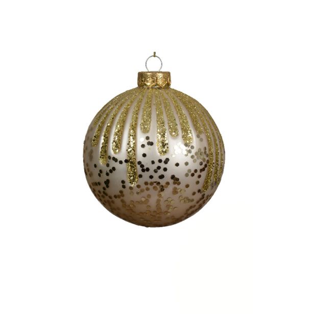 STEKLENA BUNKA DECORIS FI 10 CM, ZLATA VZOREC, SORTIRANO