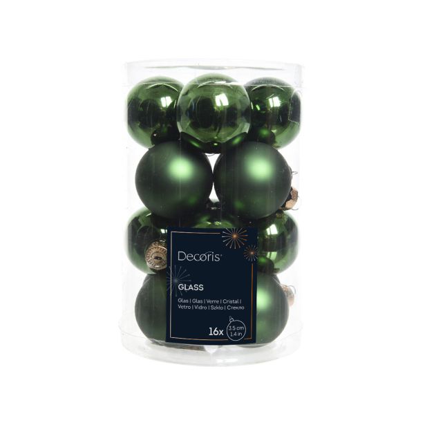 STEKLENA BUNKA DECORIS FI 3.5 CM, TEMNO ZELENA 16/1