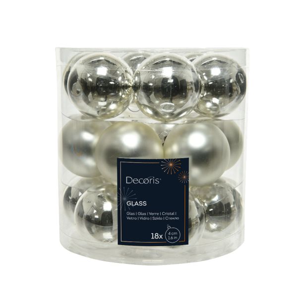 STEKLENA BUNKA DECORIS FI 4 CM, SREBRNA 18/1