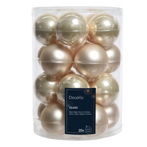STEKLENA BUNKA DECORIS FI 6 CM, PERLA, 20/1 SIJOČA/MAT