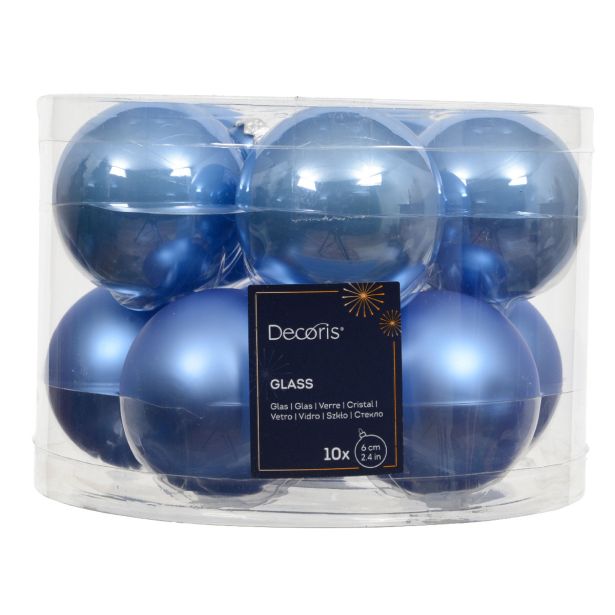 STEKLENA BUNKA DECORIS FI 6 CM, SKY MODRA, 10/1 SIJOČA/MAT