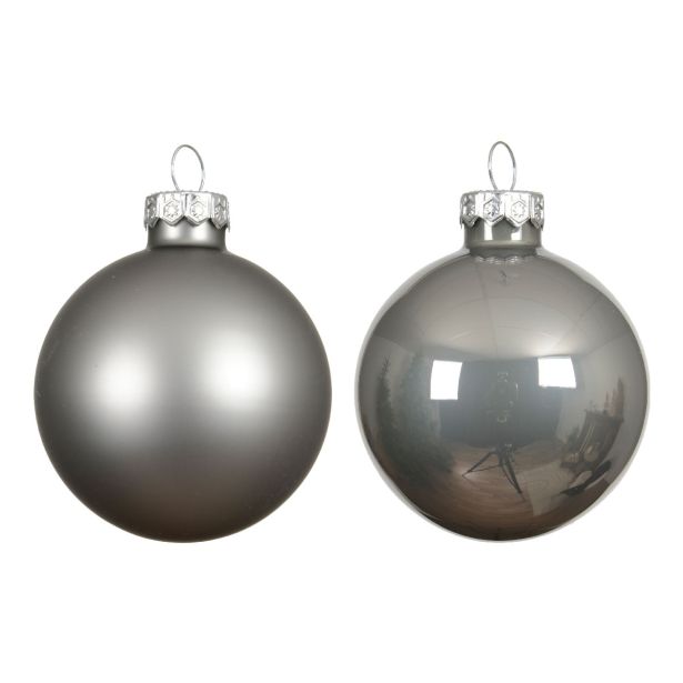 STEKLENA BUNKA DECORIS FI 6 CM, SOFT SIVA, 10/1 SIJOČA/MAT
