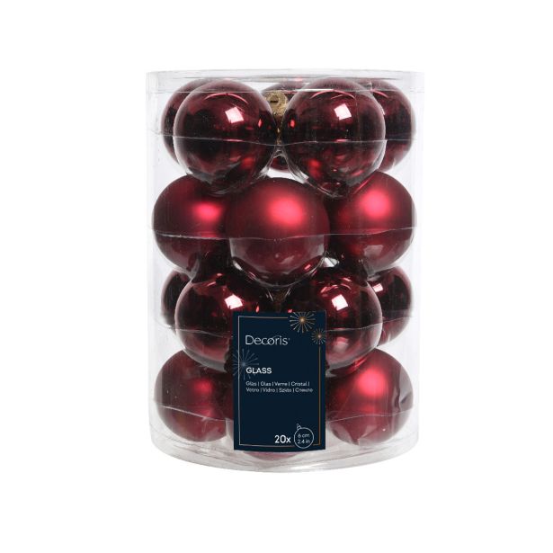 STEKLENA BUNKA DECORIS FI 6 CM TEMNO RDEČA 20/1